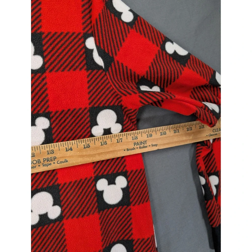 Disney‎ Mickey Mouse Buffalo Plaid Hooded Union Suit Pajamas Red Black Medium